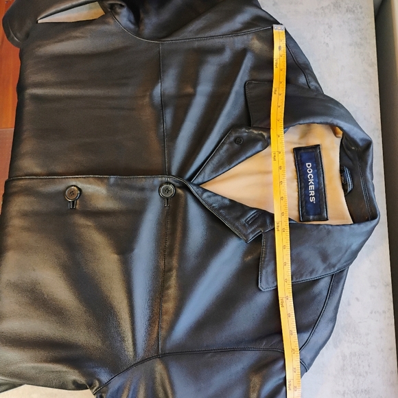 SOLD Dockers Black Lamb Leather Button Up Coat Jacket Mens Size Large - Picture 13 of 16